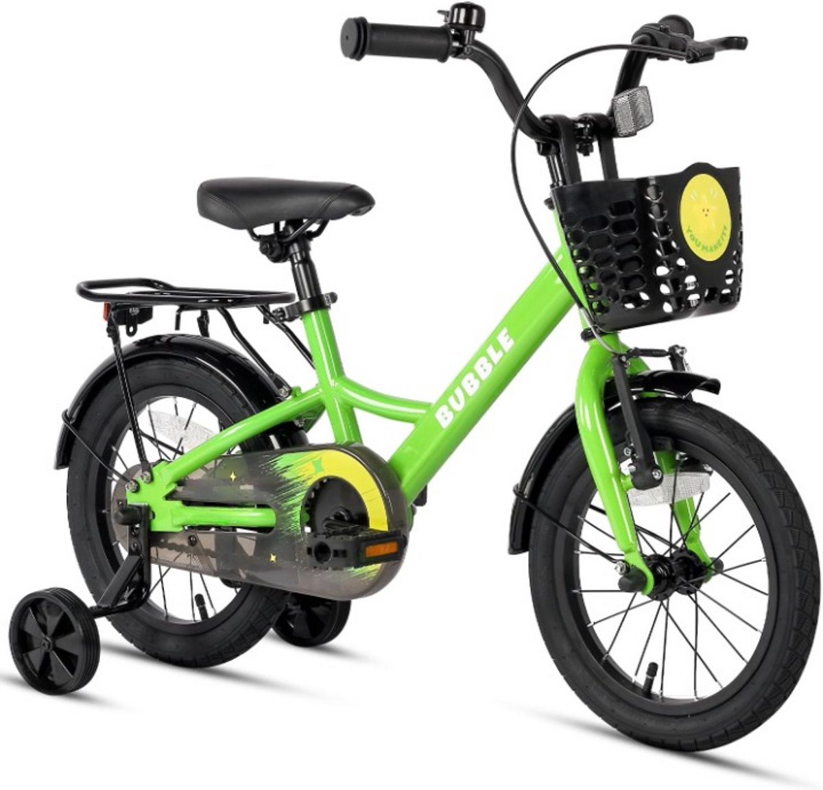 kinderfiets kinderfiets 16 inch lichtgewicht met trainingswiel bel mandje kickstand voor kinderen unisex zadelhoogte 99 127cm gelegeerd staal 98 x 51 5 x 18 5 cm groen