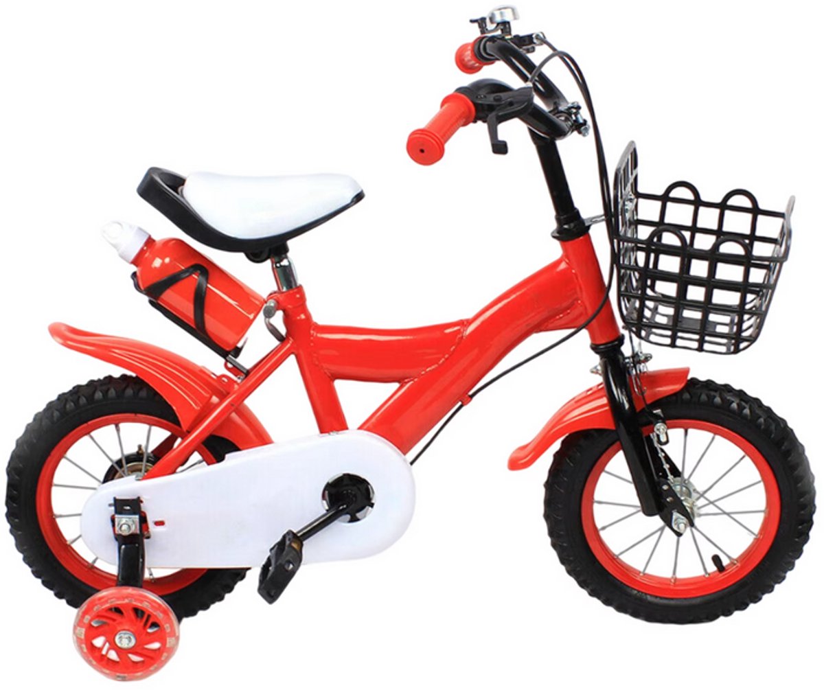Kinderfiets - Kinderfietsen - Kinder Fiets - Kinderfiets 12 Inch - Voor Meisjes en Jongens - met Zijwieltjes - Geschikt Vanaf 2 Jaar - Rood Kinderfiets kopen online