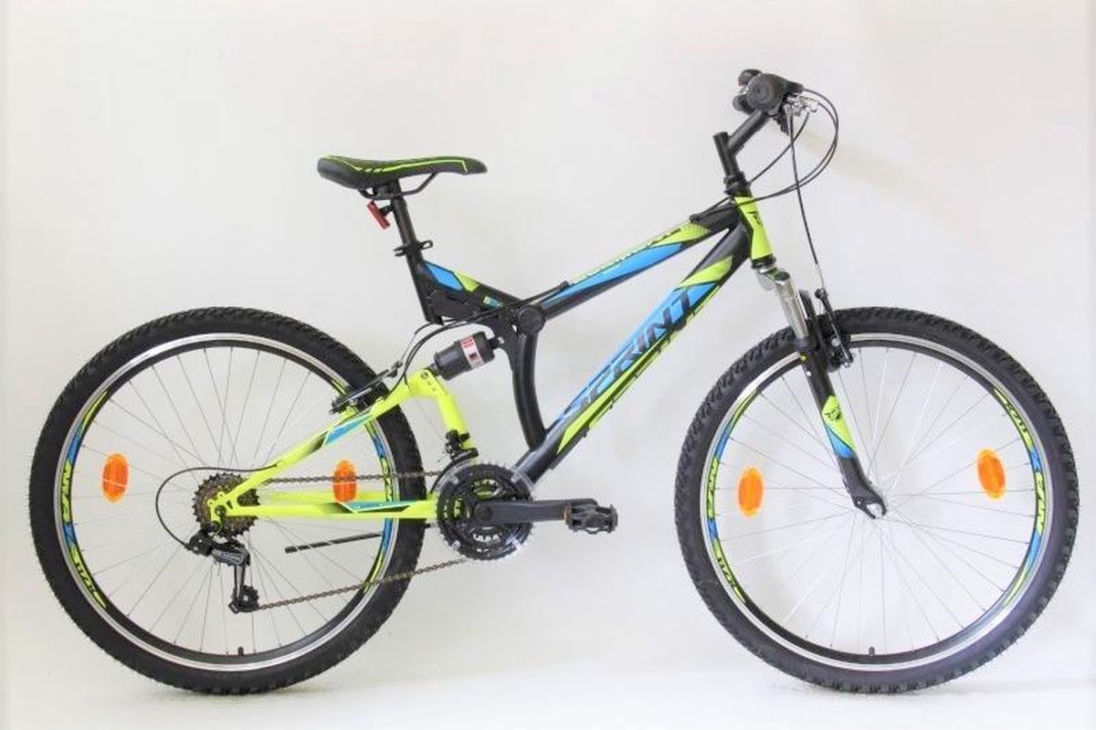 sprint element mountainbike 26 inch fiets met 18 versnellingen shimano zwart groen framemaat 46 cm bk21si0790 r6