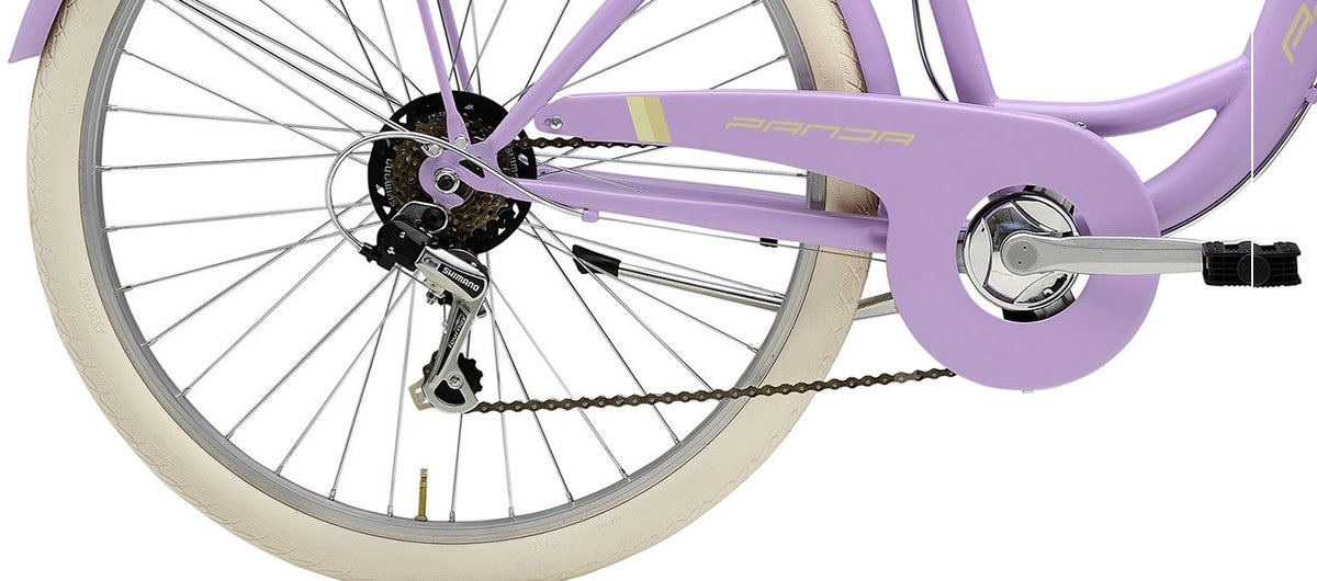 stadsfiets 26 inch panda paars incl mand