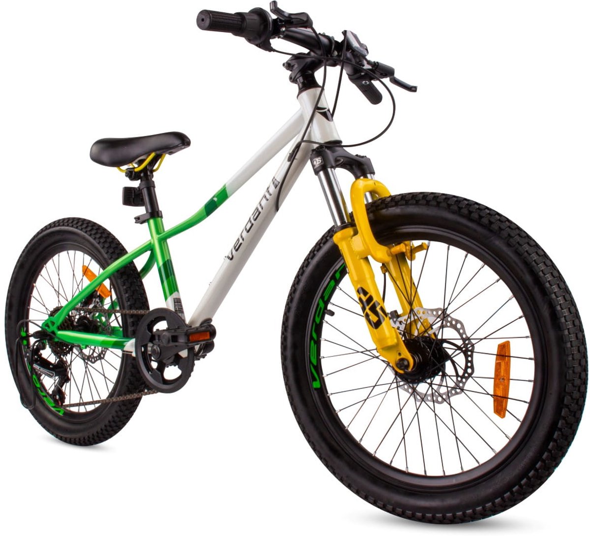 verdant bike kinderfiets voor jongens 20 inch wielmaat te kiezen uit 6 versnellingen shimano van 6 tot 10 jaar in hoogte verstelbaar wit groen