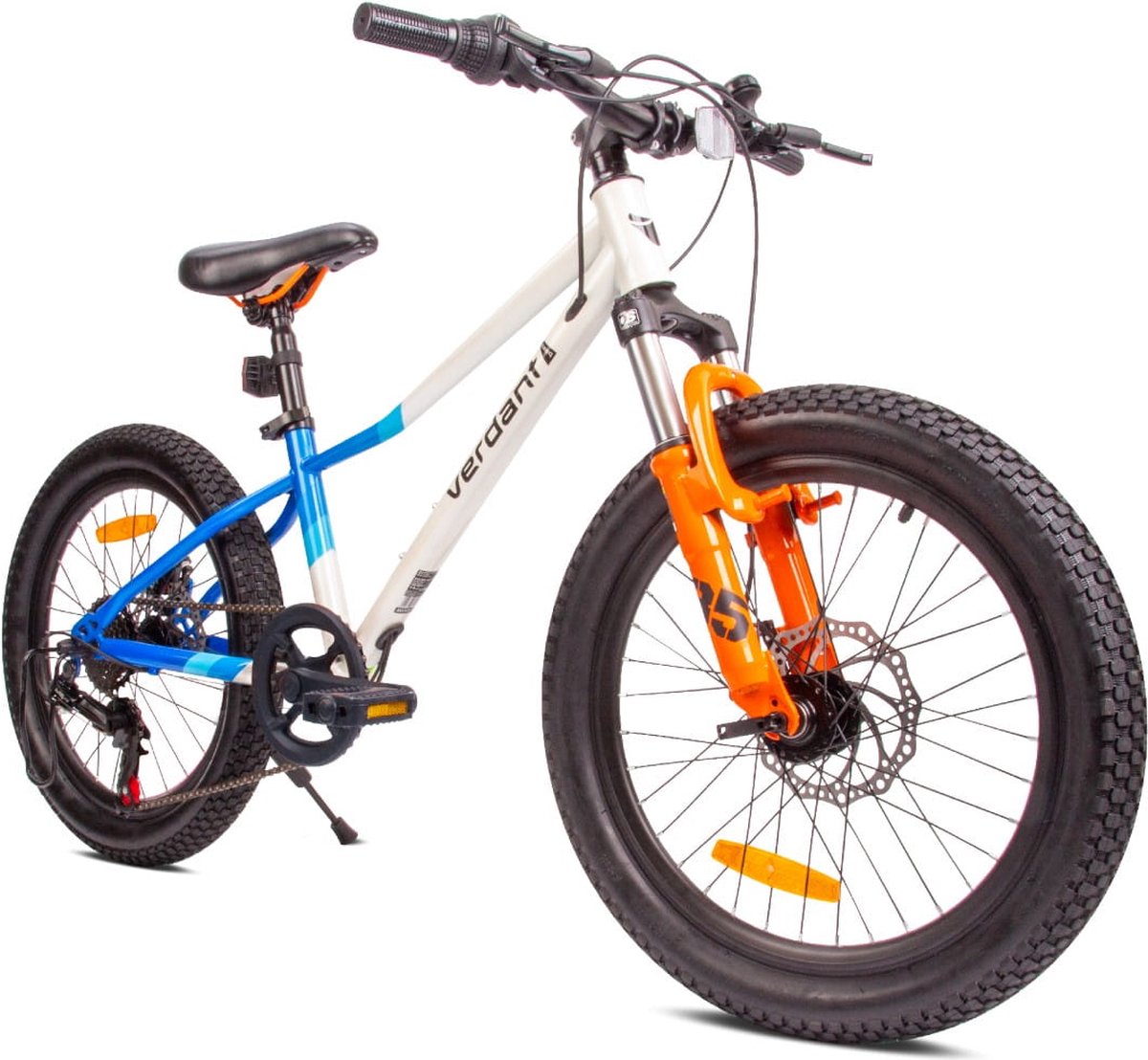 Verdant Bike Kinderfiets voor jongens, 20 inch Wit Blauw Oranje, wielmaat te kiezen uit 6 versnellingen Shimano van 6 tot 10 jaar in hoogte verstelbaar Kinderfiets kopen online
