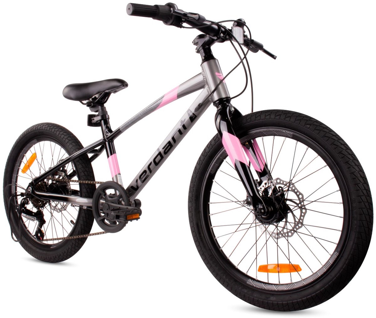 Verdant Kinderfiets voor jongens aluminium jeugdfiets 20 inch 6 versnellingen Shimano fiets voor kinderen van 6 tot 10 jaar in hoogte verstelbaar (Grafiet Roze) Kinderfiets kopen online