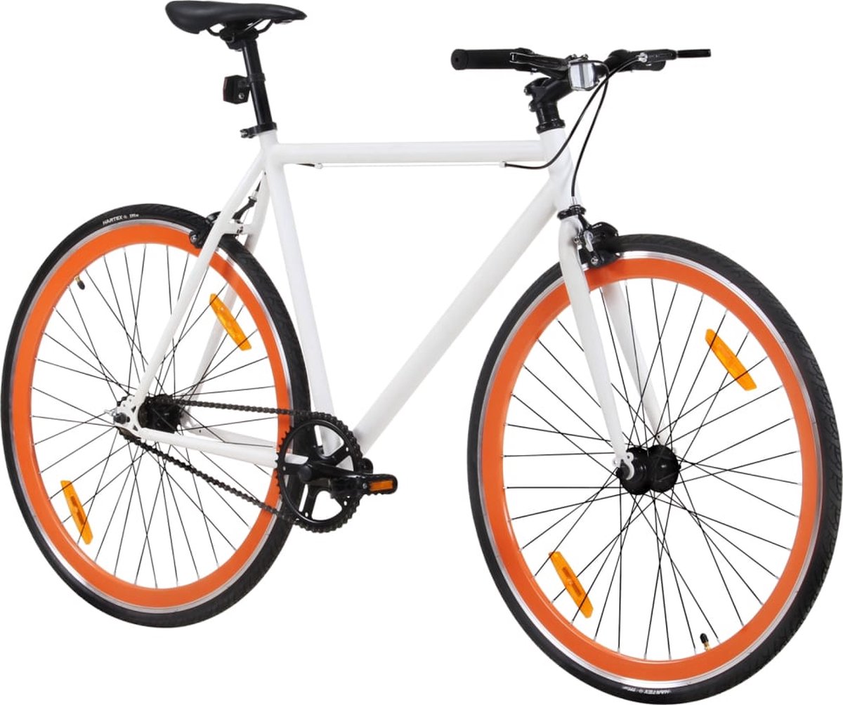 vidaxl fiets met vaste versnelling 700 c 59 cm wit en oranje