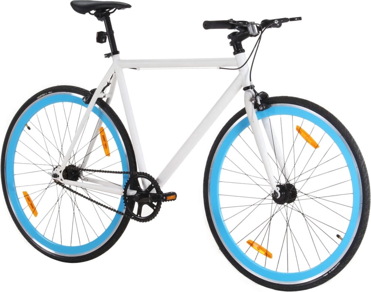 vidaxl fiets vaste versnelling 59cm wit blauw