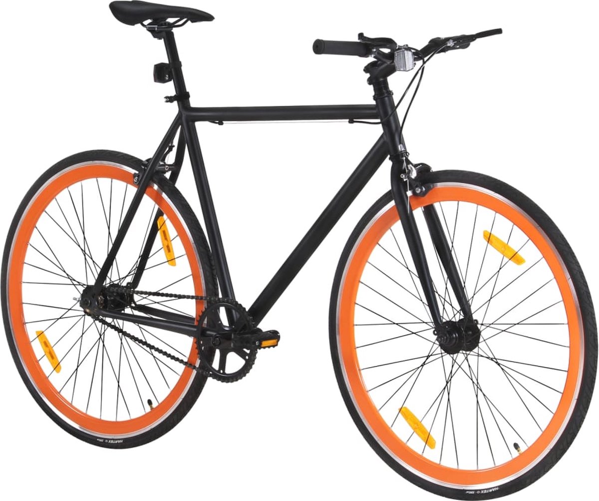 vidaxl fiets vaste versnelling 59cm zwart oranje