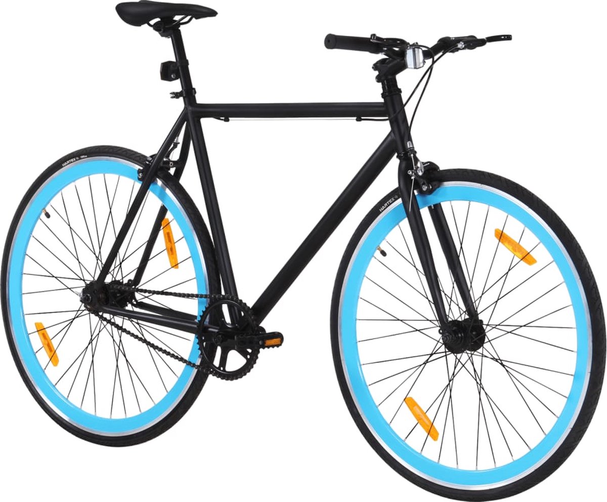 vidaxl fixie fiets 700c 59cm zwart blauw staal