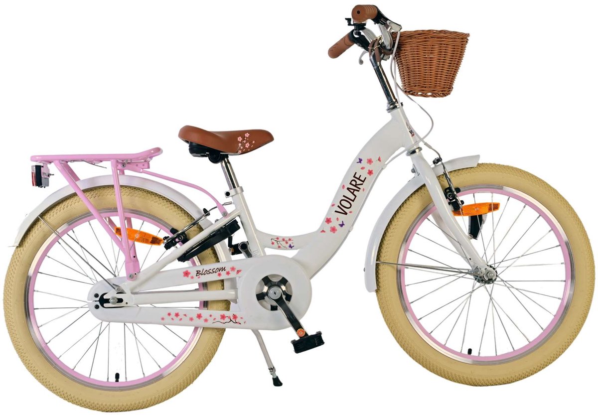 Volare Blossom Kinderfiets - Meisjes - 20 inch - Wit - Twee handremmen Kinderfiets kopen online