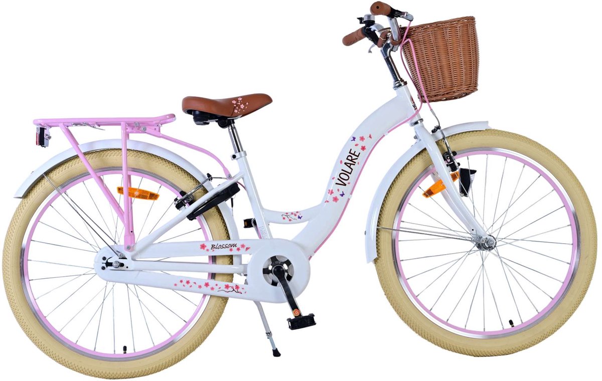 Volare Blossom Kinderfiets - Meisjes - 24 inch - Wit - Twee handremmen Kinderfiets kopen online