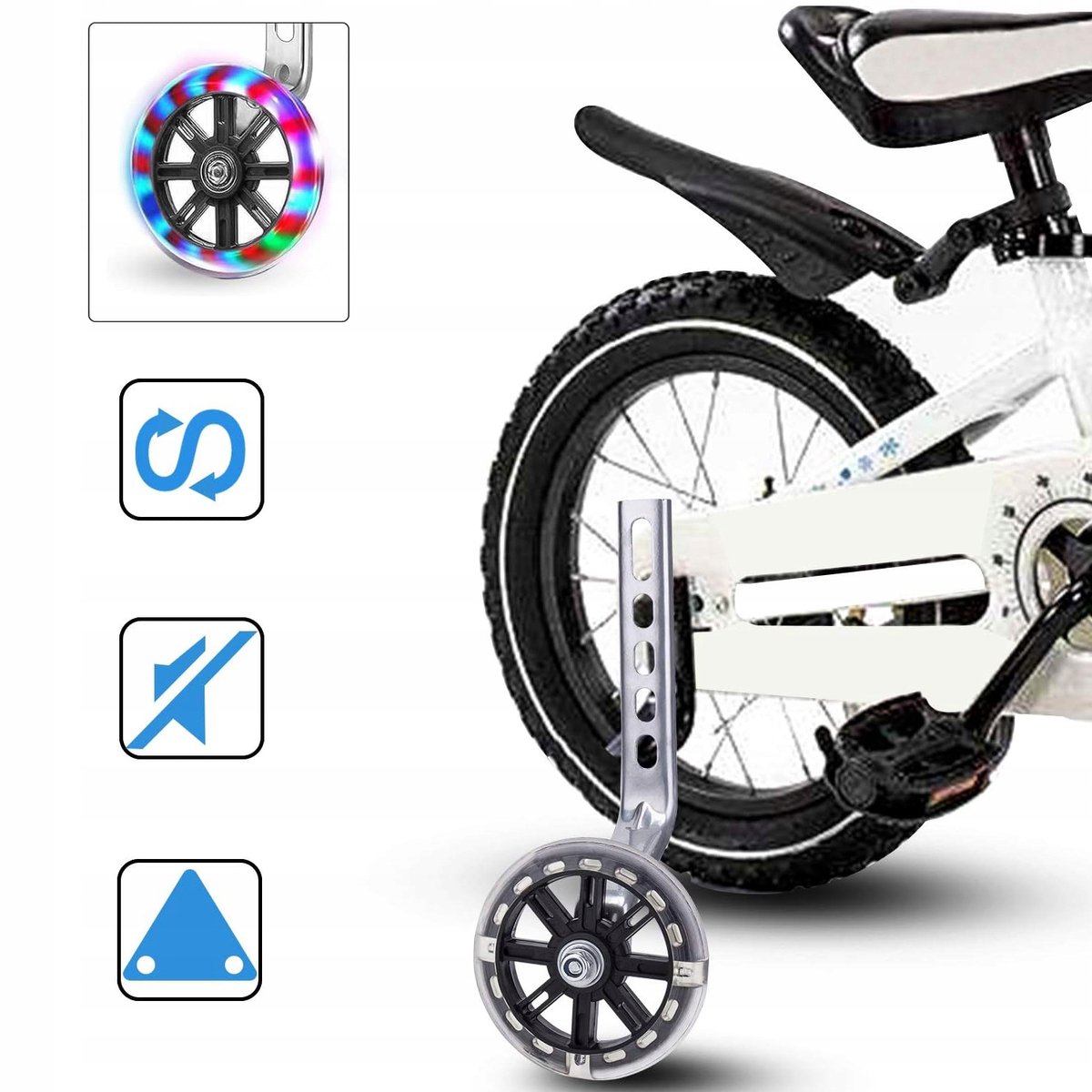 2 x Kinderfiets Zijwieltjes Balancerende Knipperende Wieltjes - Geschikt voor 12-20 Inch Fietsen - Verstelbare Balancerende Wieltjes - Met Knipperend Effect - Antislip - Geluidsarm Kinderfiets kopen online