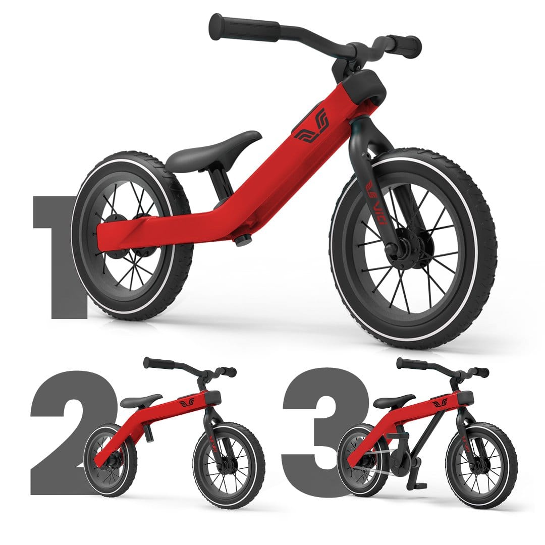 Vici 3-in-1 meegroeifiets - 1 t/m 5 jaar - makkelijk leren fietsen - Brandweer Rood