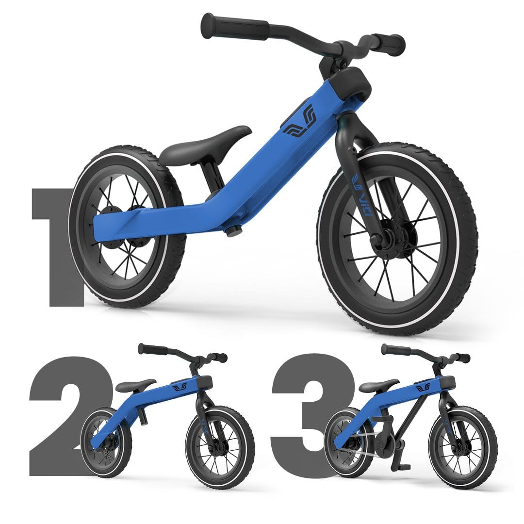 Vici 3-in-1 meegroeifiets - 1 t/m 5 jaar - makkelijk leren fietsen - Stoer Blauw
