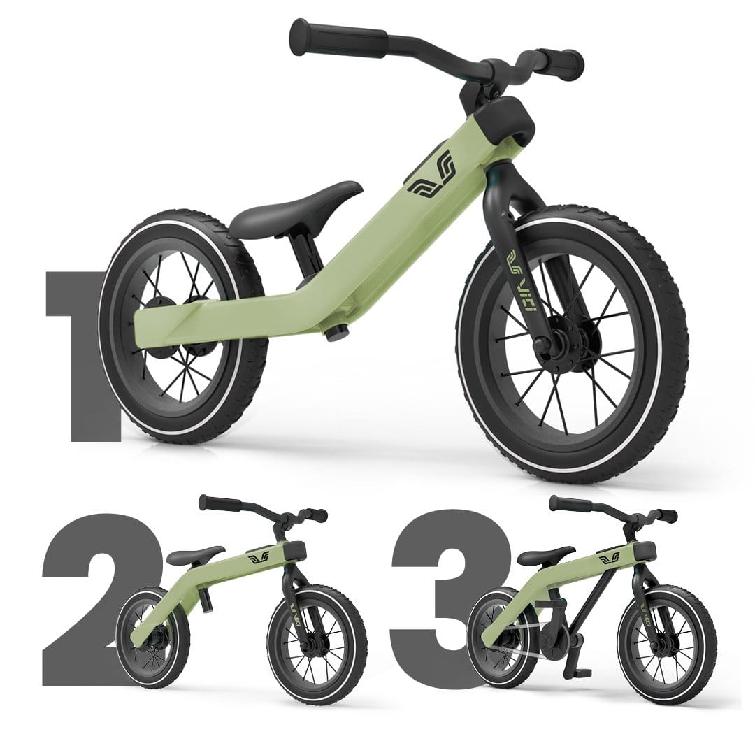 Vici 3-in-1 meegroeifiets - 1 t/m 5 jaar - makkelijk leren fietsen - Vintage Groen