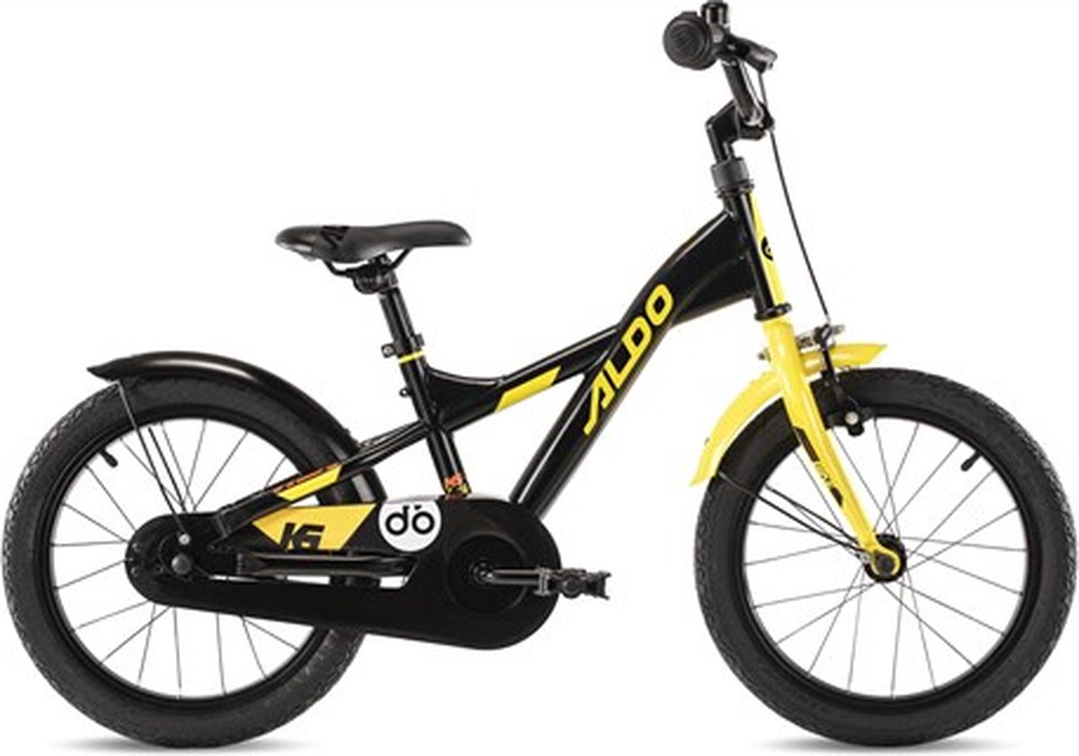 Aldo 16 inch powerbike zwart/geel Kinderfiets kopen online