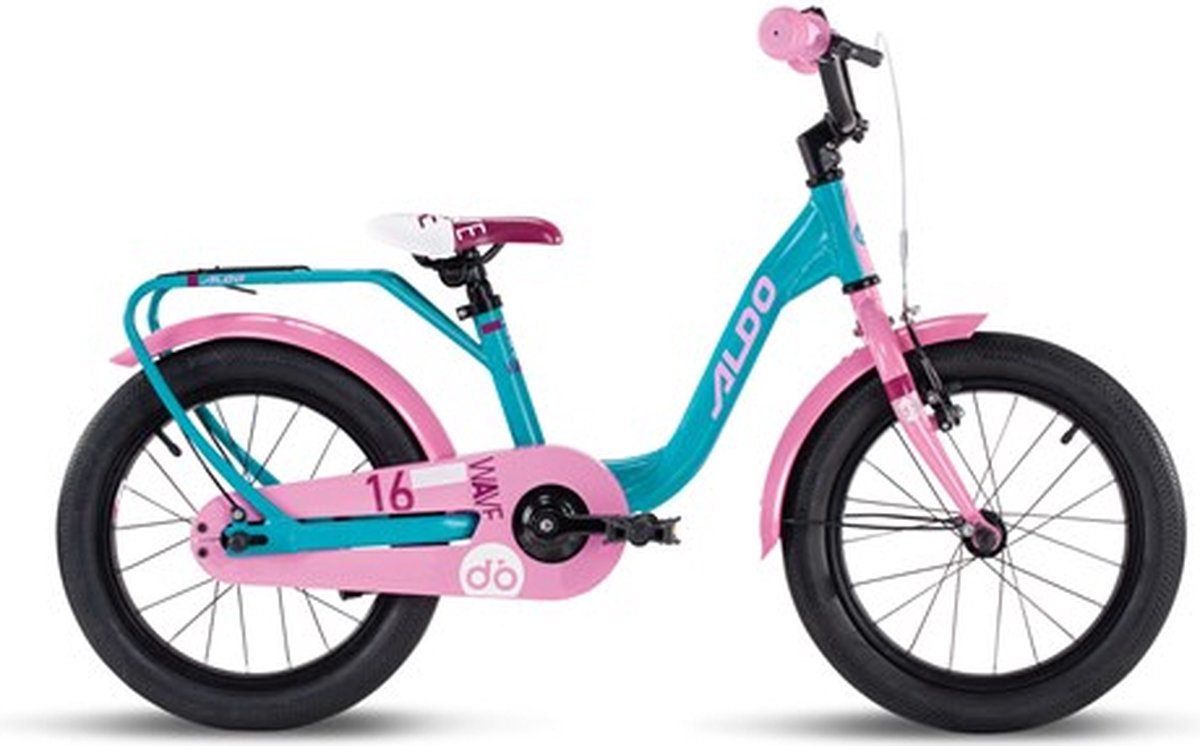 Aldo 16 inch wave turquoise/roze Kinderfiets kopen online