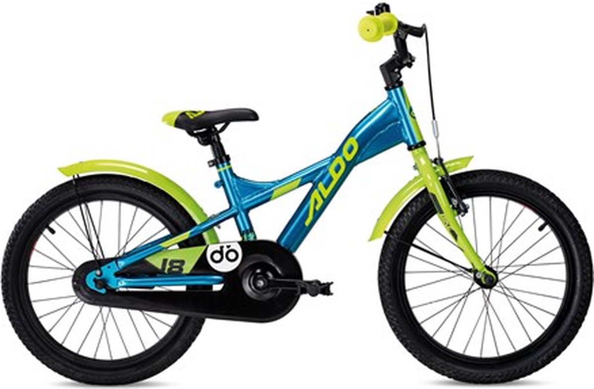 Aldo 18 inch powerbike blauw/lime 9274 Kinderfiets kopen online
