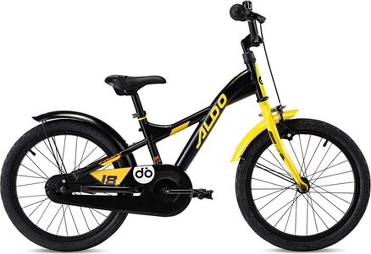 Aldo 18 inch powerbike zwart/geel ( 9273 ) Kinderfiets kopen online
