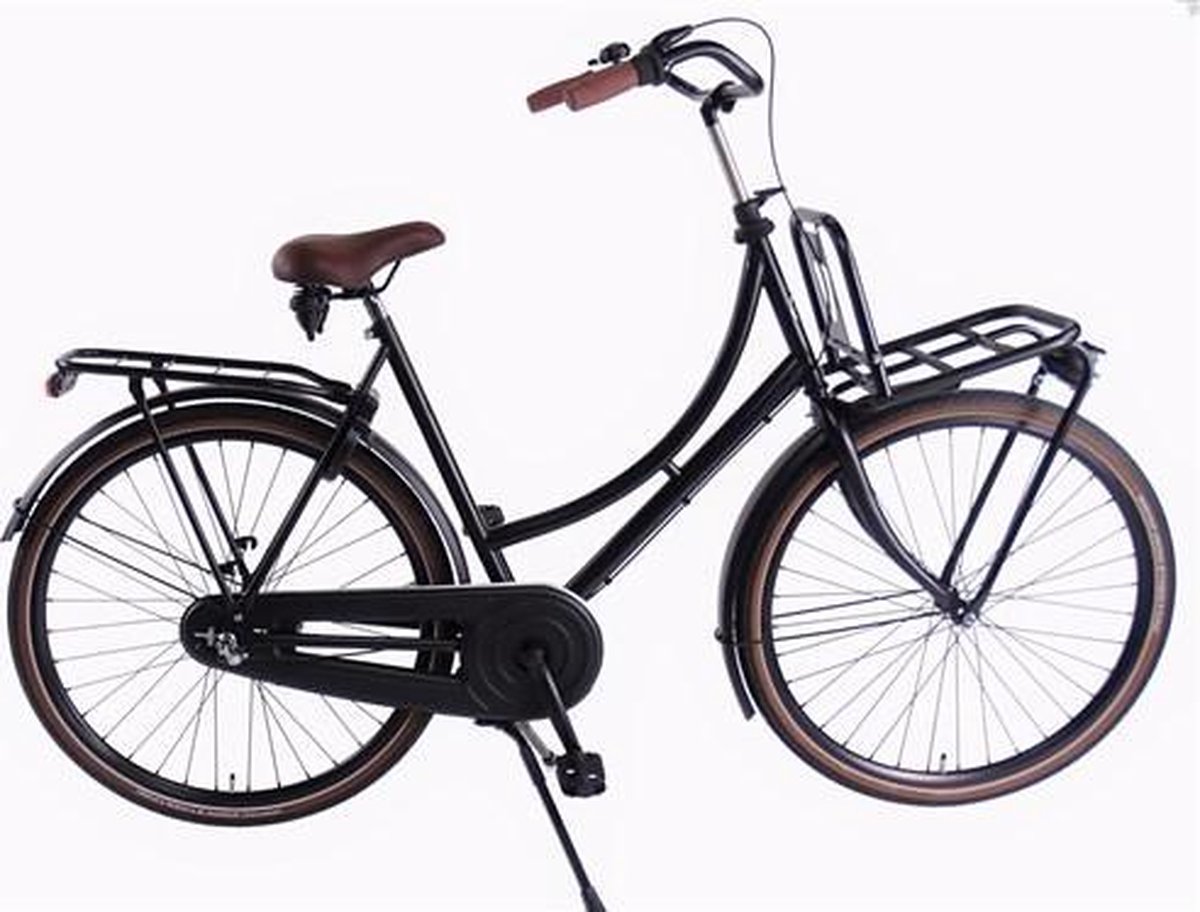 aldo 28 inch omafiets cargo 57cm 3v mat zwart a drager