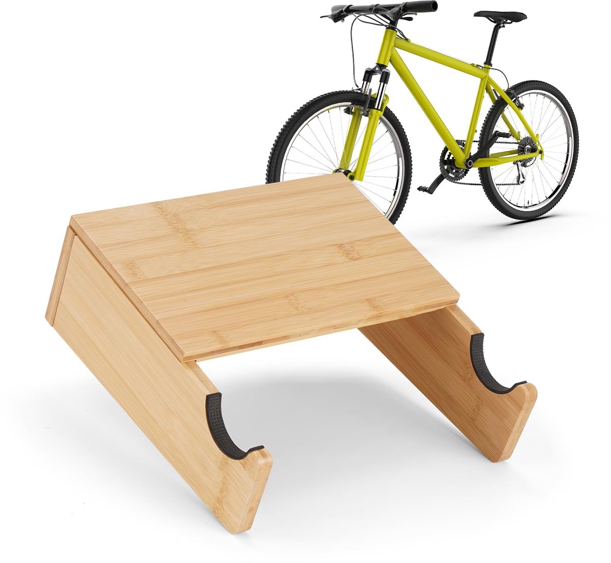 BAM BOO BOX Fiets Ophangsysteem van Hout | Muurbeugel voor Fiets met Rek voor Helm en Accessoires | Fiets Ophangbeugel uit Bamboe | Fietshaak / Ophangrek Fietsbeugel kopen online