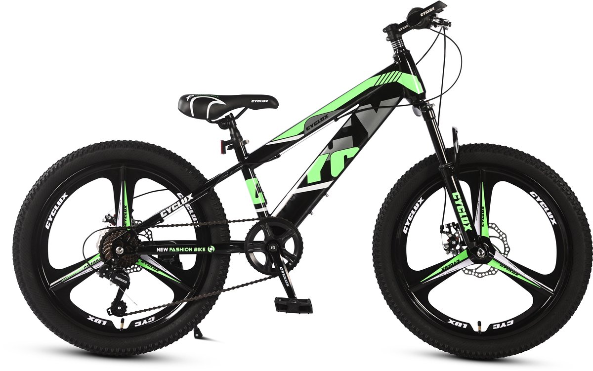 cyclux new fashion bike jongensfiets mtb 22 inch 7 speed shimano groen