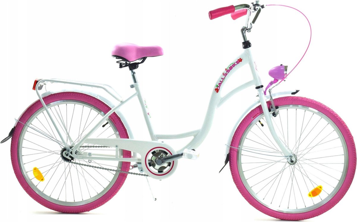 Dallas City Junior Meisjesfiets 24 inch - Roze/Wit - Robuuste Stadsfiets Kinderfiets kopen online
