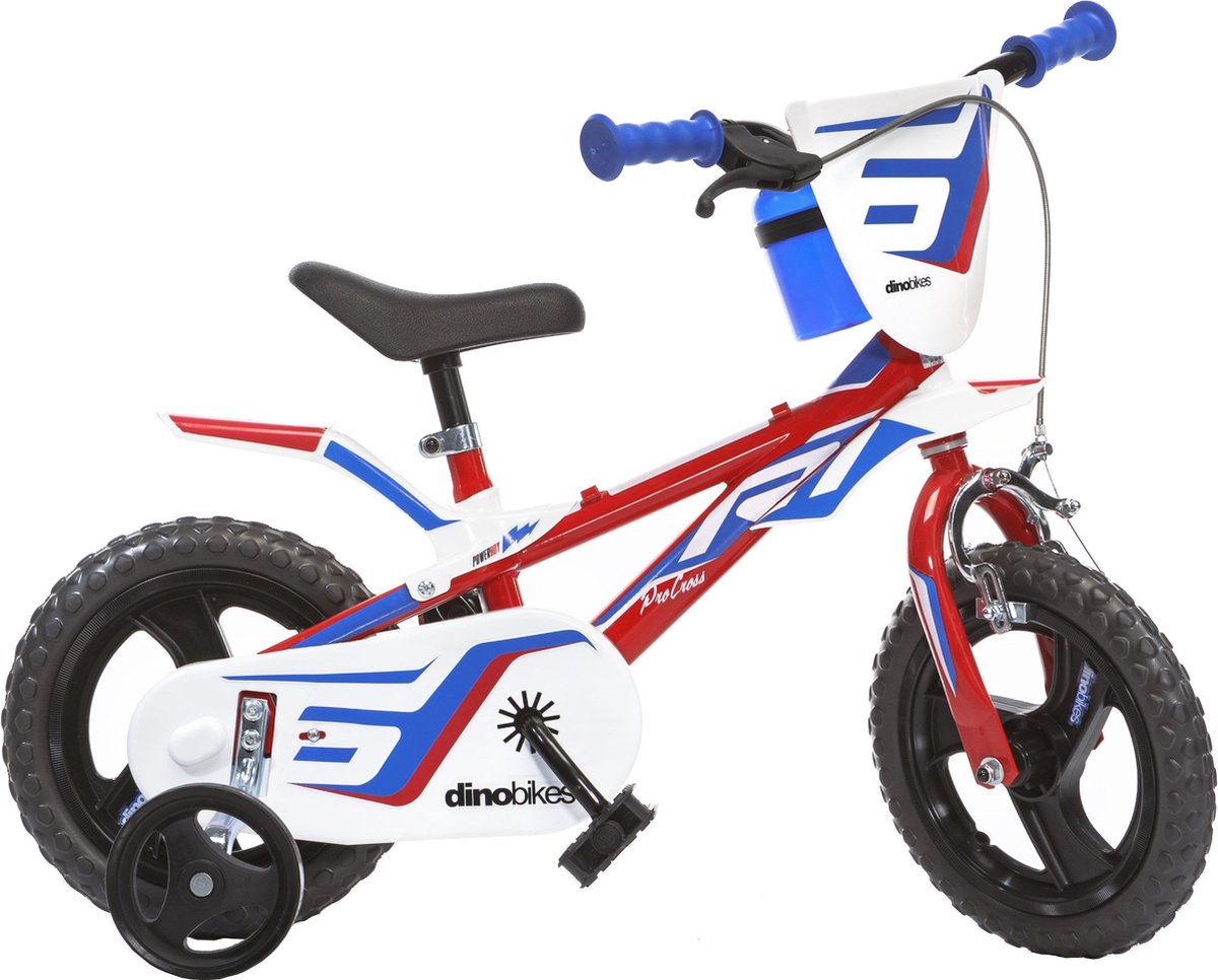 Dino R1 - Kinderfiets 12 Inch - van 2-4 Jaar - met Zijwieltjes - Jongensfiets Rood Kinderfiets kopen online