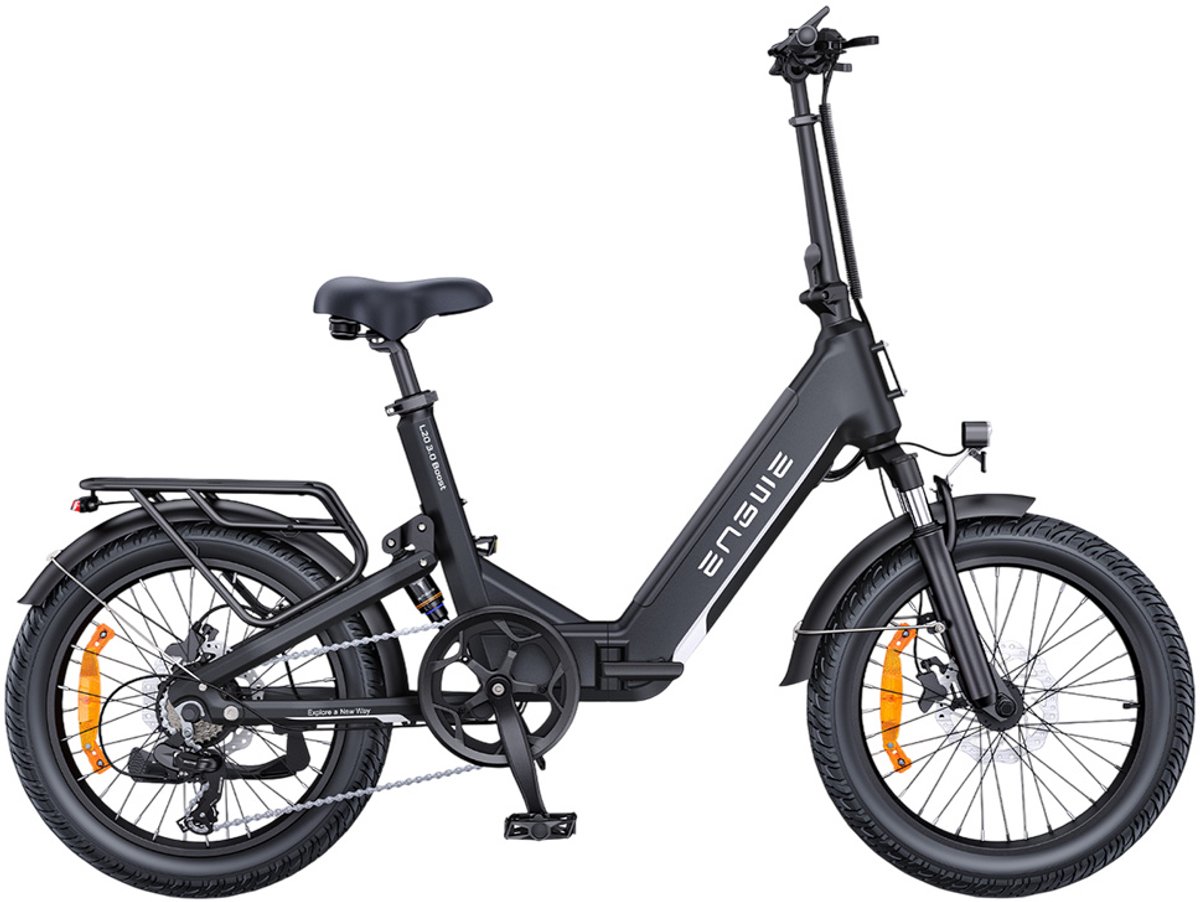 engwe l20 3 0 boost elektrische fiets 250w motor 48v 13 5ah accu 20 3 0 inch banden 135km max bereik hydraulische remmen volledige vering koppelsensor shimano 7 speed zwart