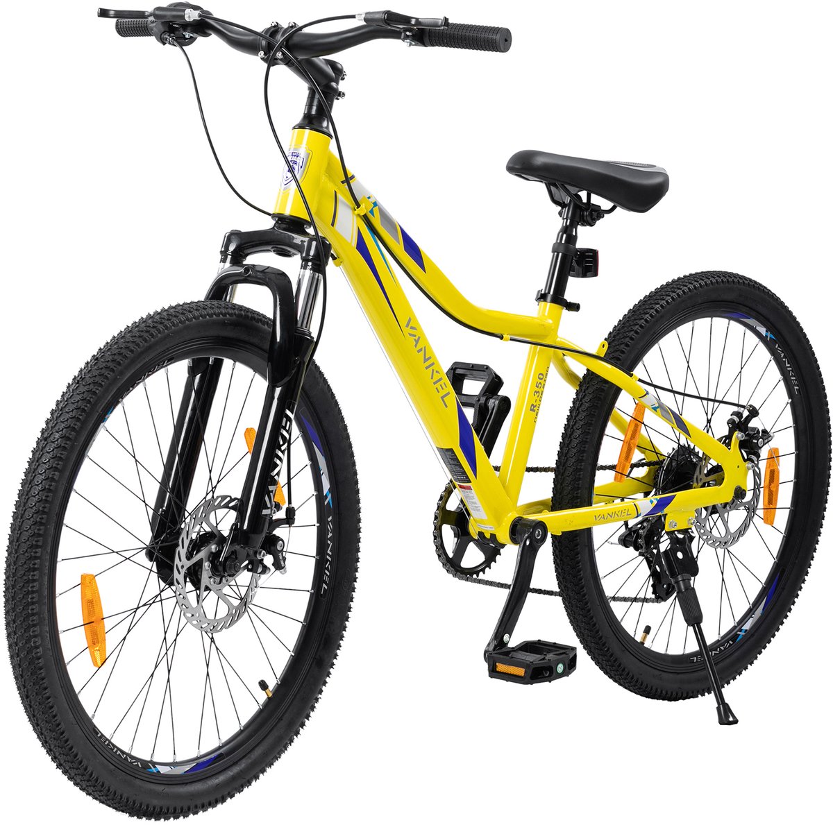 Fiets Heart Bike Kinderfiets VANKEL - 24 inch - 6 Versnellingen - Kettenschakeling - Schijfremmen - Voor Kinderen vanaf 8-12 Jaar - Sportief Ontwerp - Geel Kinderfiets kopen online