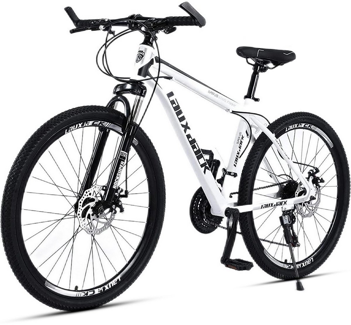 Fiets Mountainbike VANKEL LAUXJACK 26 inch - Hardtail mountainbikes met 21-speed Versnellingen - Shimano Derailleur - Met Schijfremmen - Wit Fiets kopen online