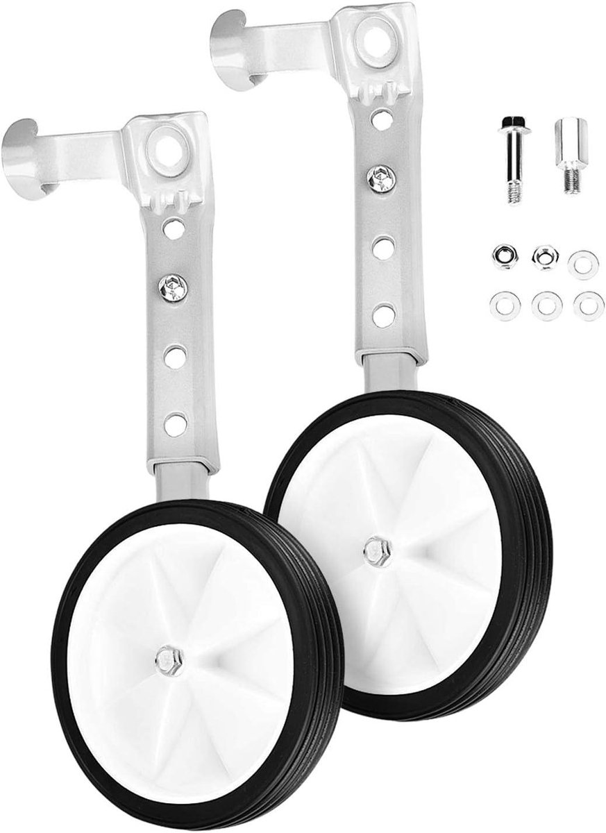 Fietssteunwielen voor kinderfiets - 1 paar veiligheidssteunwielen trainingswielen - geschikt voor fietsen van 16 inch tot 22 inch (zilver) Kinderfiets kopen online