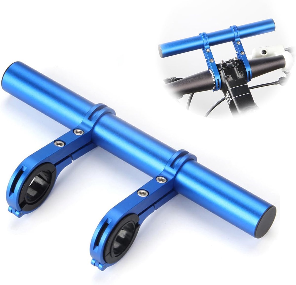 fietsstuurverlenger dubbele aluminium fietsstuurverlenger voor zaklamphouder fietsaccessoires multifunctionele fietsverlenger universeel 7 8 inch blauw