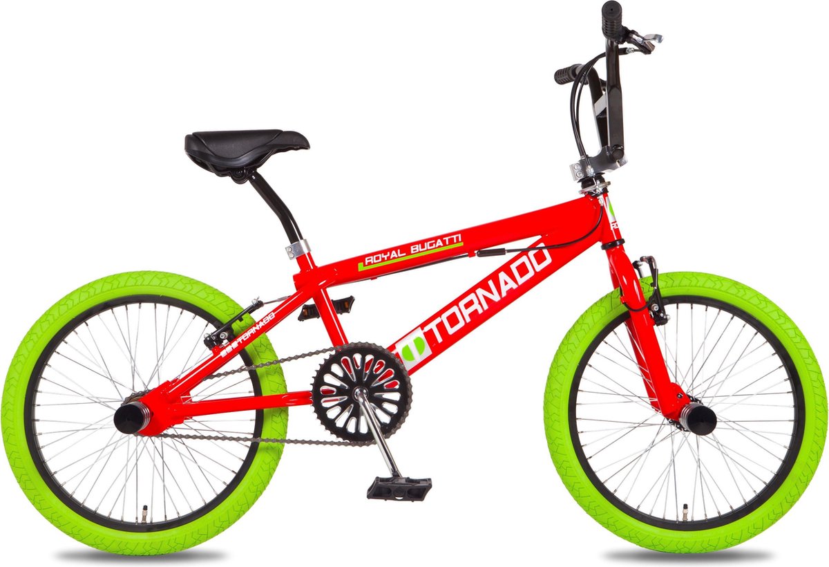 Freestyle BMX Royal Bugatti 20 inch rood met groene banden Kinderfiets kopen online