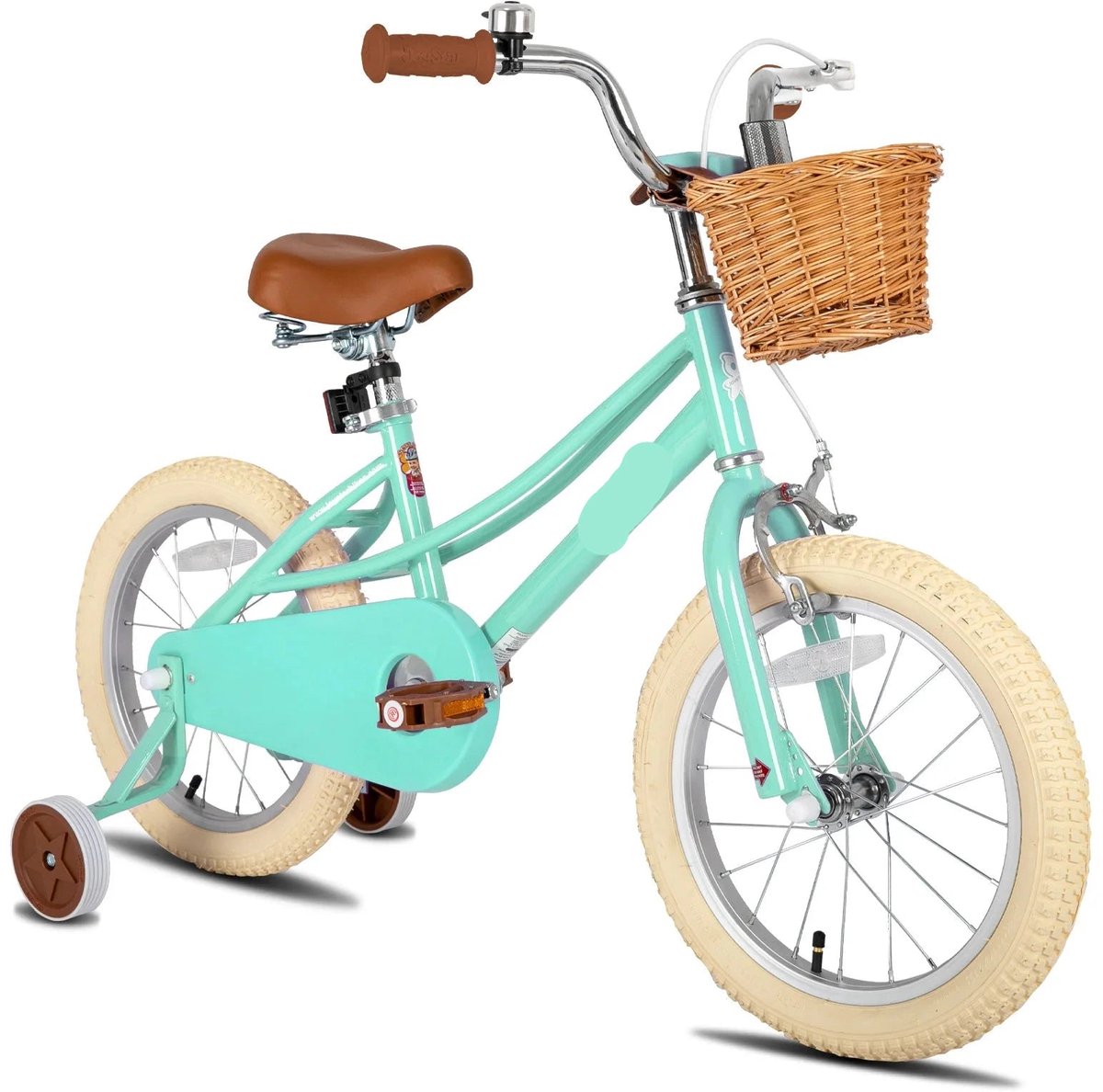 kinderfiets loopfiets kleuterfiets meisjesfiets met trainingswiel mandje kickstand bel stalen frame retro stijl fiets voor 2 12 jaar groen 12inch