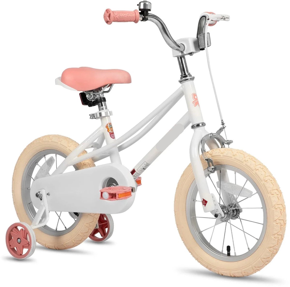 Kinderfiets - Loopfiets - Kleuterfiets - Meisjesfiets - met Trainingswiel - Mandje - Kickstand - Bel - Stalen Frame - Retro Stijl - Fiets voor 2-12 Jaar - Wit - 12inch Fiets kopen online