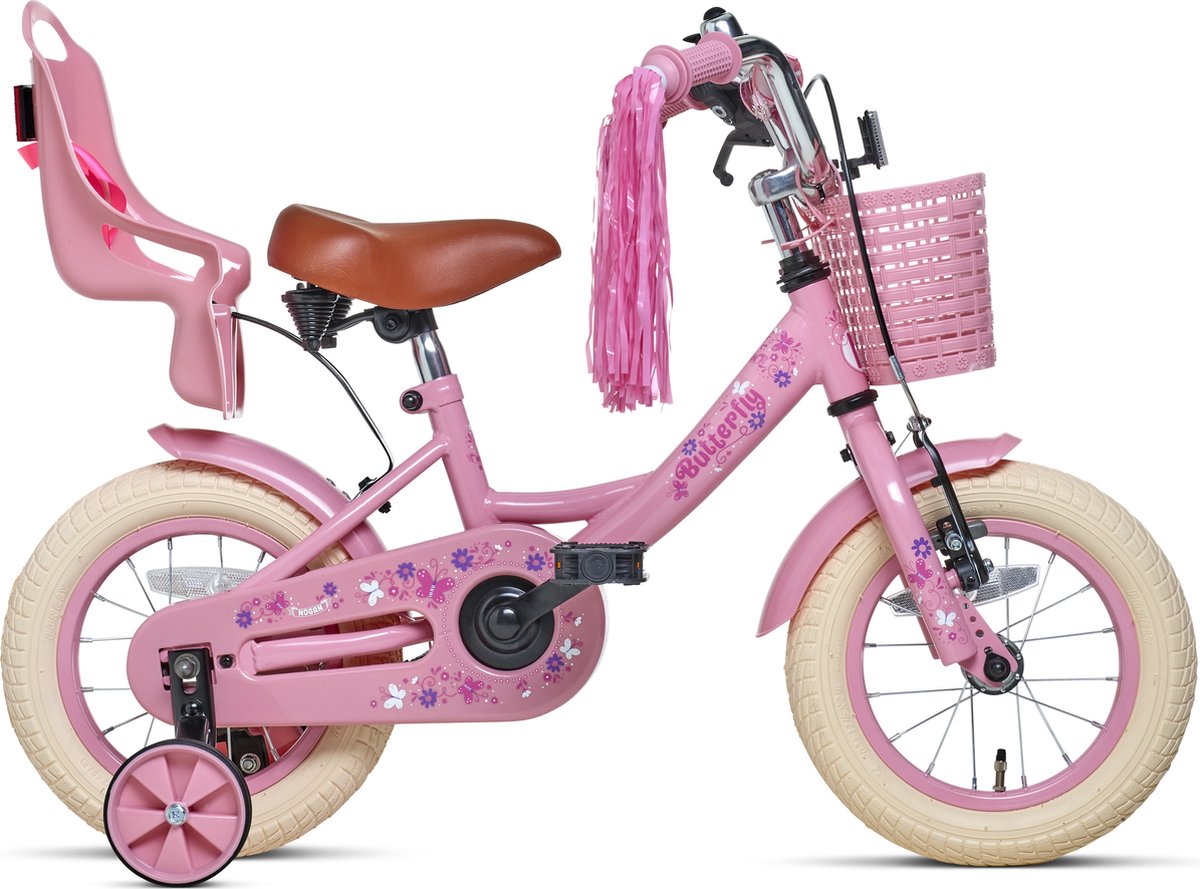 Nogan Butterfly - Kinderfiets - Meisjesfiets - 12 inch - Roze Kinderfiets kopen online
