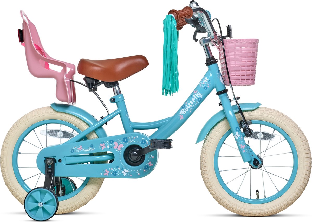 Nogan Butterfly - Kinderfiets - Meisjesfiets - 14 inch - Turquoise Kinderfiets kopen online