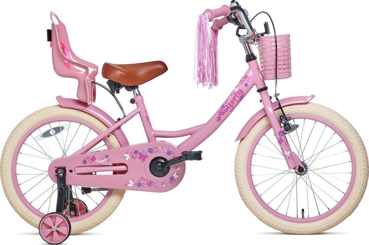 Nogan Butterfly - Kinderfiets - Meisjesfiets - 18 inch - Roze Kinderfiets kopen online