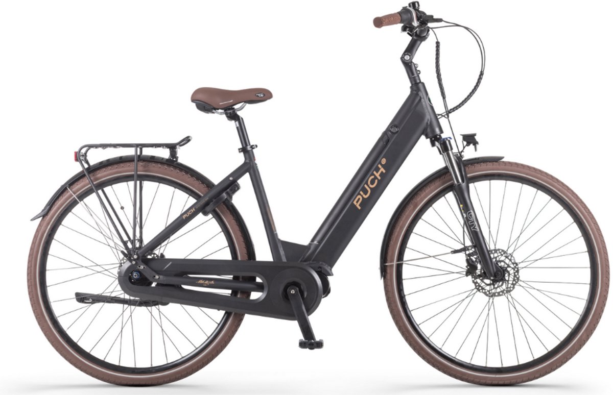 puch e dance s n7 elektrische fiets e bike lage instap framemaat 48 uitneembare accu 28 inch 250w ananda middenmotor 100 km actieradius matt black