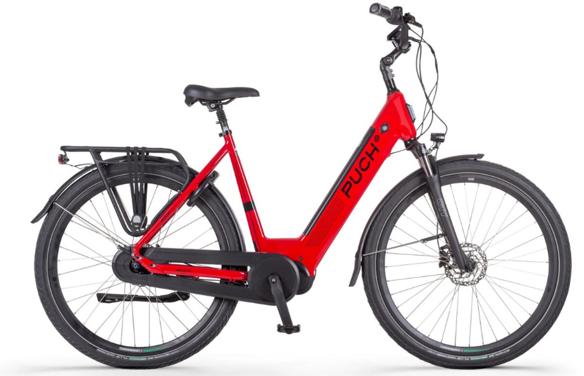 PUCH E-Modern N7 Elektrische Fiets – E-bike – Lage Instap - Framemaat 54 - Uitneembare Accu - 28 Inch - 250W Ananda Middenmotor - 150 km Actieradius - Signal Red Glossy Fiets (elektrisch) kopen online