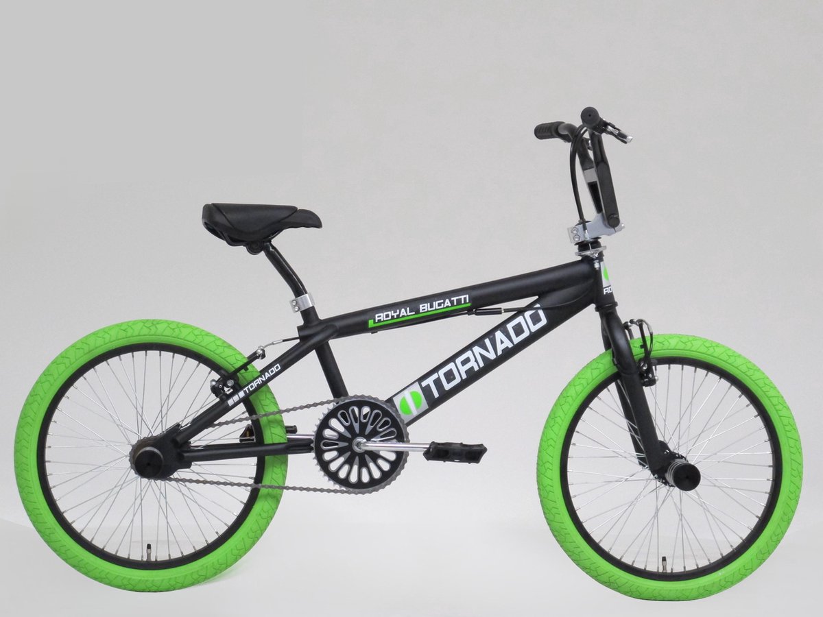 Royal Bugatti Freestyle BMX Kinderfiets - Unisex - 20 inch - Zwart/Groen Kinderfiets kopen online