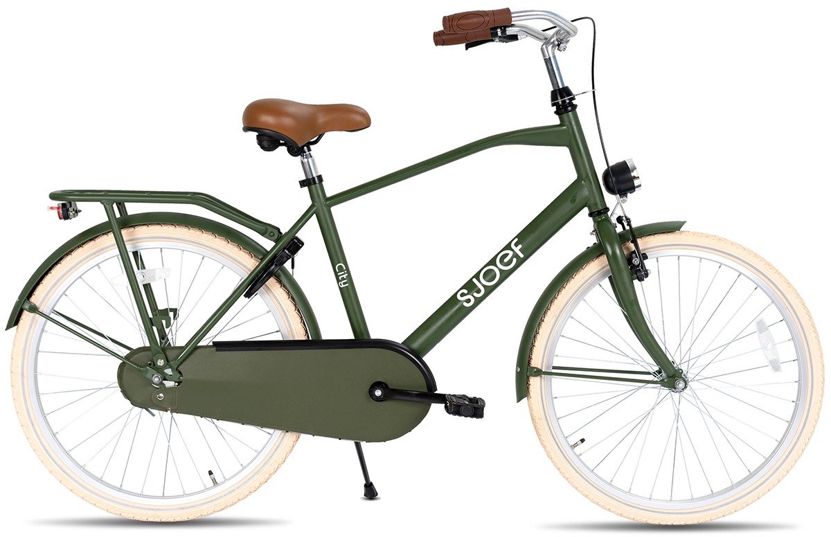 SJOEF City Jongensfiets 26 inch - Kinderfiets voor jongens van 10 tot 14 jaar - Army Green Kinderfiets kopen online