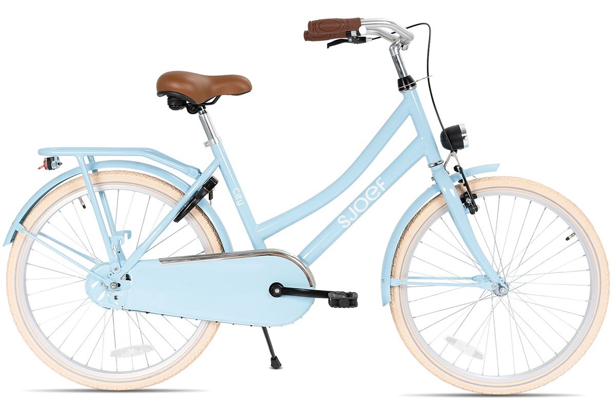 SJOEF City Meisjesfiets 22 inch - Kinderfiets voor meisjes van 7 tot 9 jaar - Licht Blauw Kinderfiets kopen online