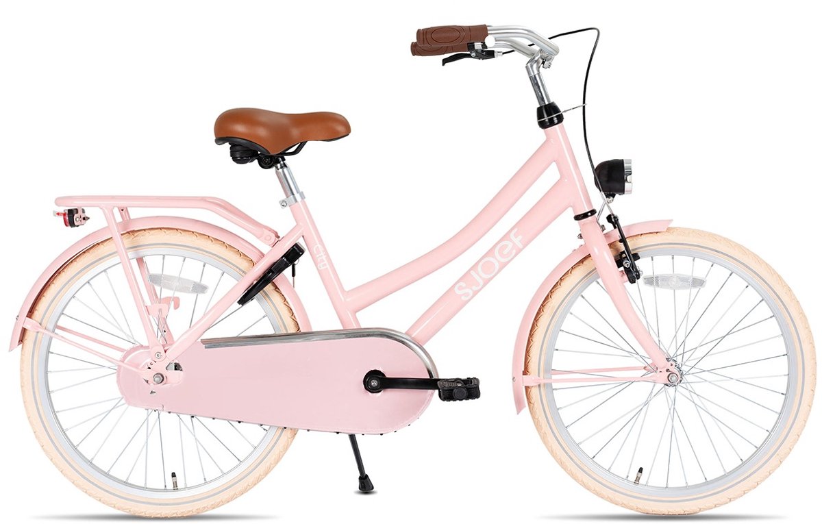 SJOEF City Meisjesfiets 22 inch - Kinderfiets voor meisjes van 7 tot 9 jaar - Roze Kinderfiets kopen online