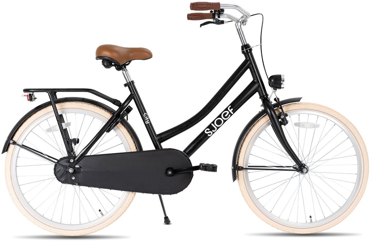 SJOEF City Meisjesfiets 26 inch - Kinderfiets voor meisjes van 10 tot 14 jaar - Mat Zwart Kinderfiets kopen online