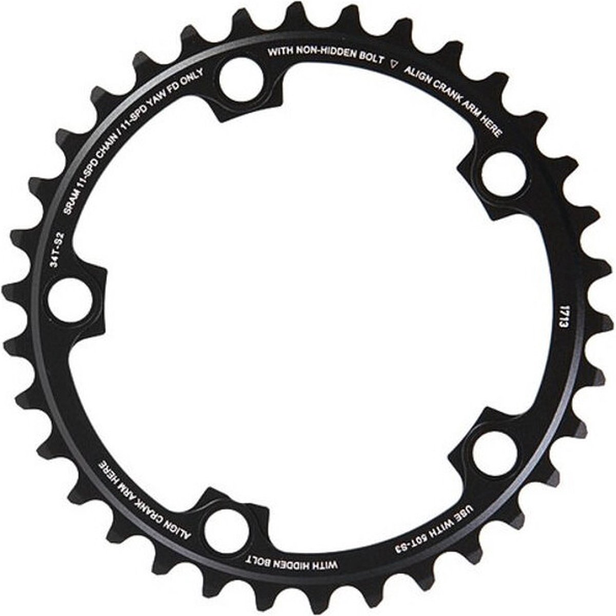 SRAM Road X-Glide Yaw Chainring Red/Force 110mm Bolt Circle, zwart Uitvoering 34T for 50/34 blast Black Fiets kopen online