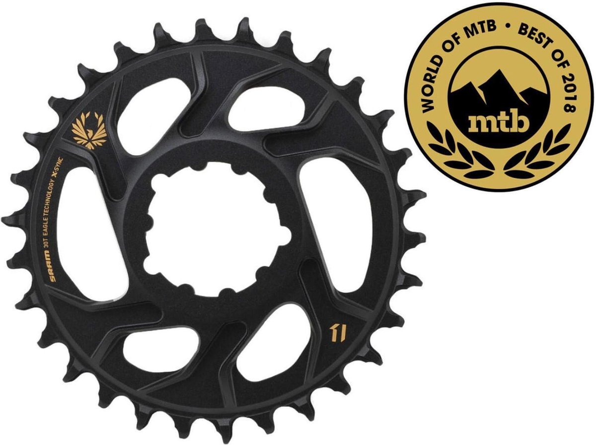 sram x sync eagle kettingblad dm 12 speed 3mm zwart goud uitvoering 34t