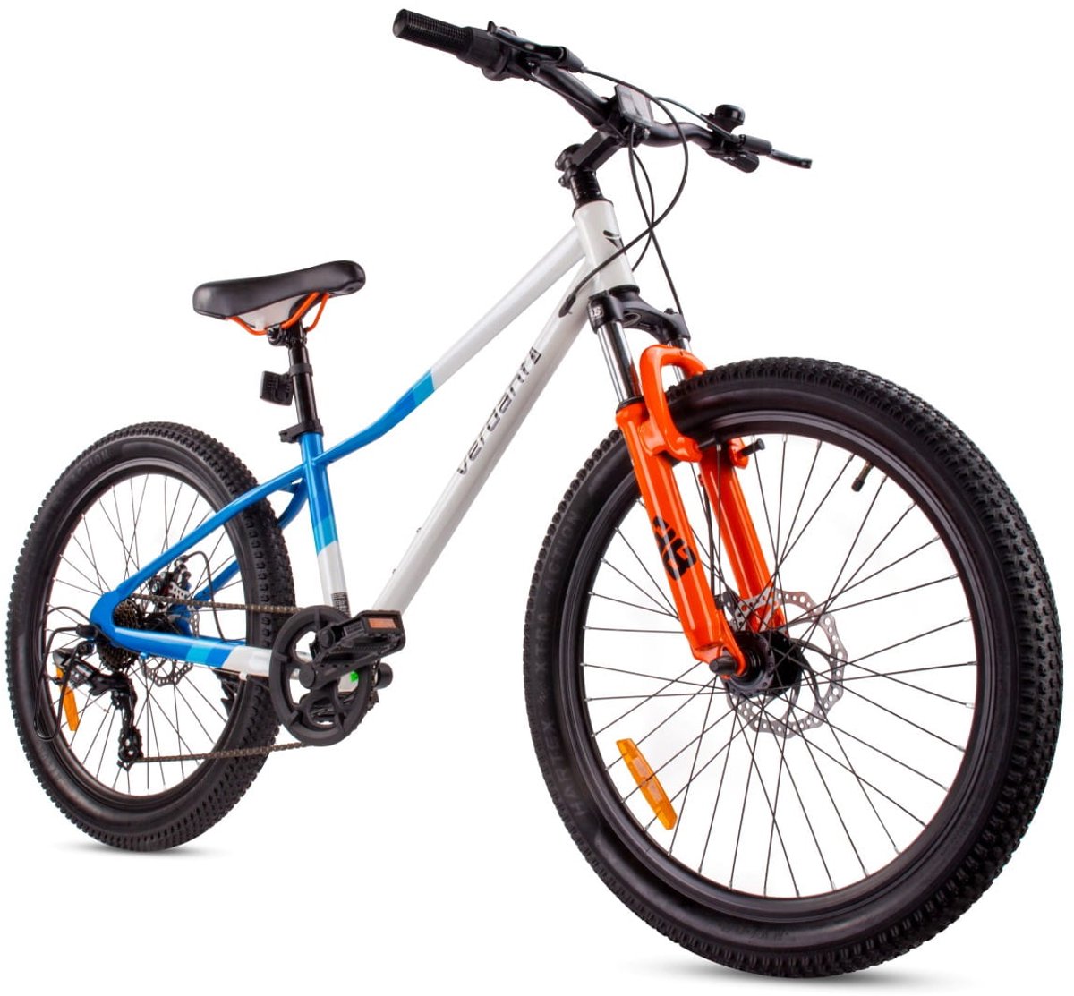 Verdant Kinderfiets voor jongens 24 inch, Fiets voor kinderen van 8 jaar met stalen frame, schijfremmen, 7 versnellingen, schokdemper vooraan (Blauw) Kinderfiets kopen online