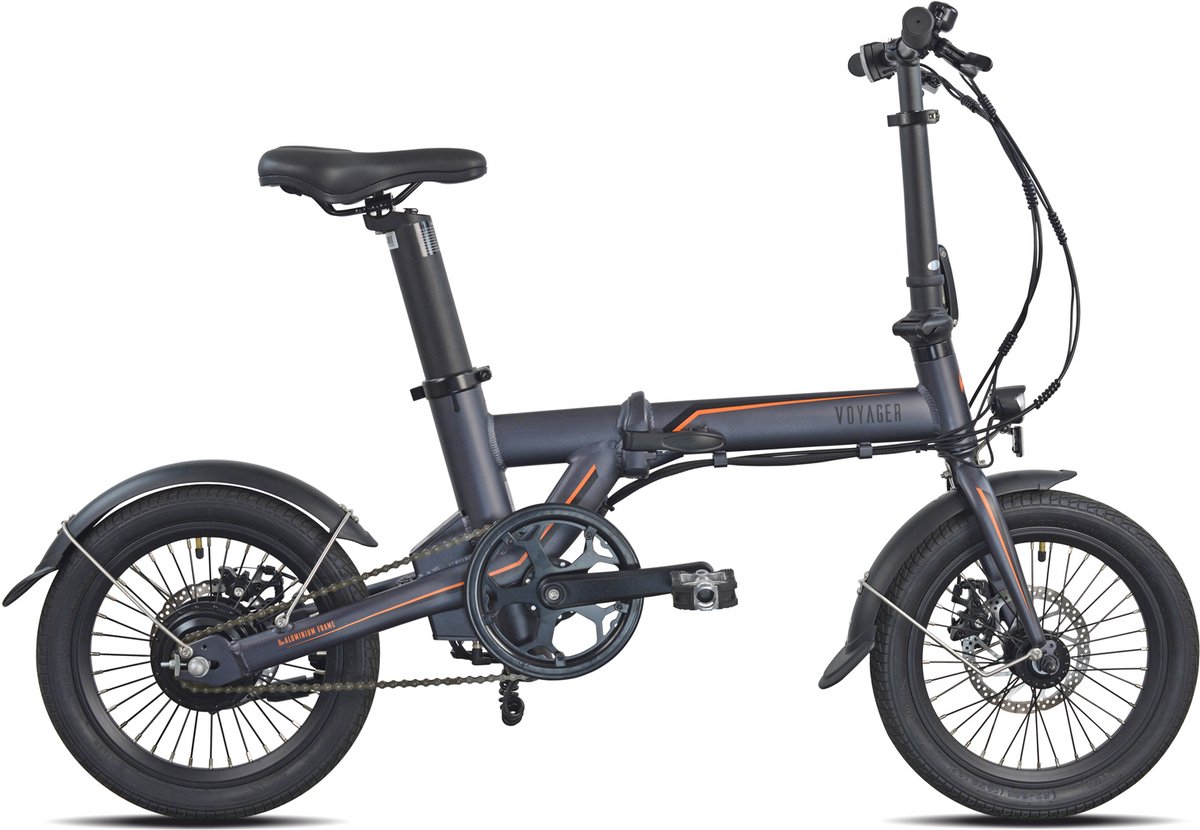 voyager vouwfiets ebike 16 inch dark grey