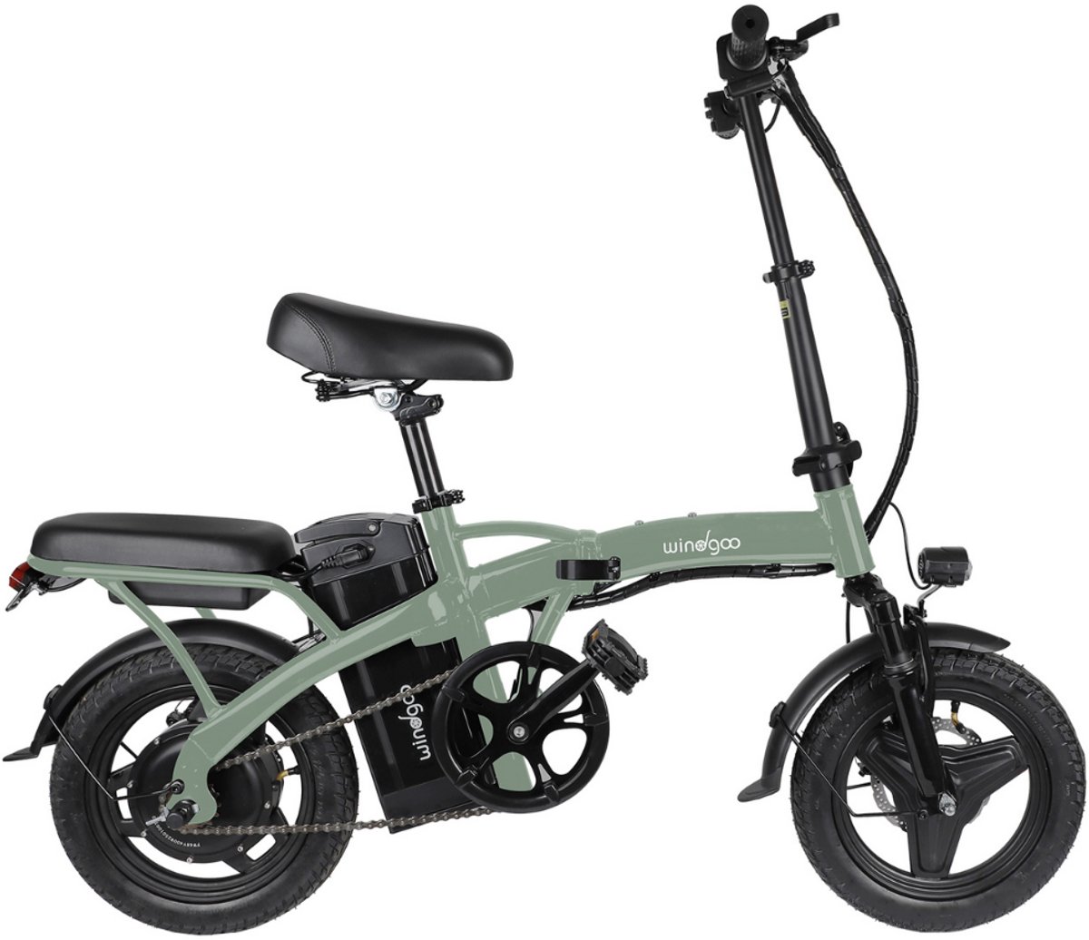 windgoo b22 elektrische vouwfiets rijklaar geleverd windgoo smart app 14 inch 250w motor 30 km actieradius mechanische schijfremmen legergroen