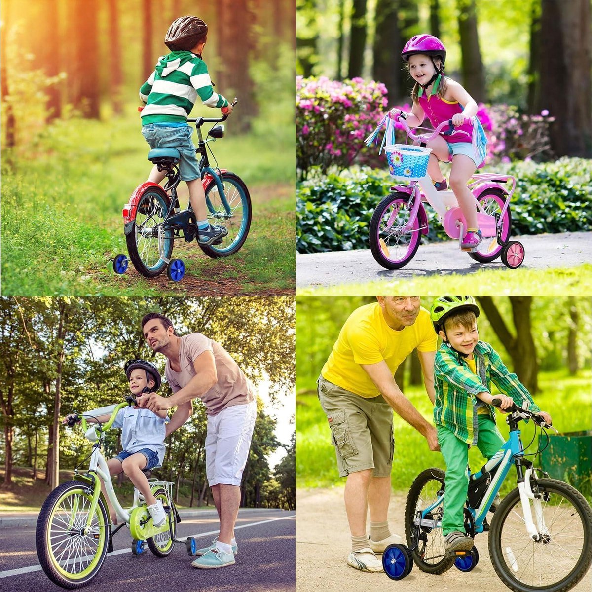 Zeker, hier is een aangepaste titel zonder het merknaam aan het begin: Steunwielen zijwielen oefenwielen voor kinderfietsen - Universeel - Hulpwielen Kinderfiets kopen online